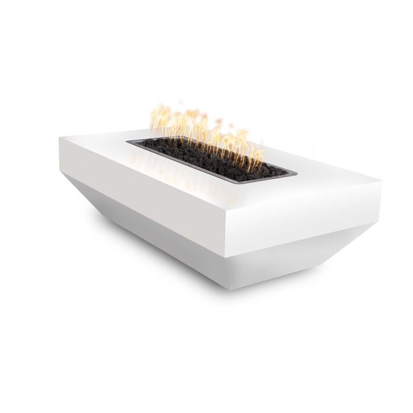 60 Rectangular Moderno Fire Pit - Powder Coated Metal - White - Liquid Propane, The Outdoor Plus, Mfr#: OPT-MODPC6028-WHT-LP